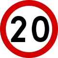 20&nbsp;km/h (12&nbsp;mph)