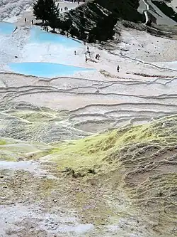 Travertine terraces at a hot spring at Pamukkale