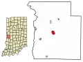 Location of Rockville in Parke County, Indiana.