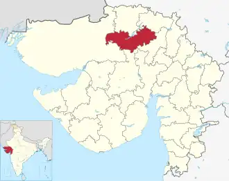 Location of district in Gujarat