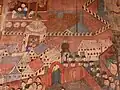Murals at Wat Phumin showing the city and European troops