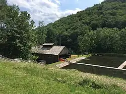 Replica sawmill and log pond