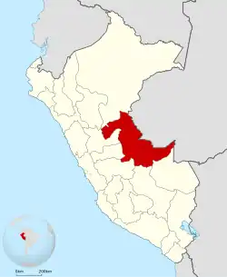 Location of Ucayali within Peru