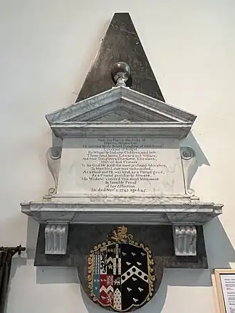 Peyton Altham's Wall tablet with large Coat of Arms.
