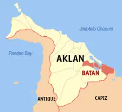 Map of Aklan with Batan highlighted