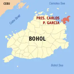 Map of Bohol with President Carlos P. Garcia highlighted