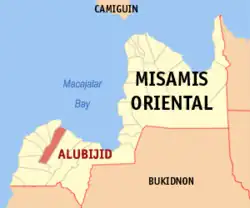 Map of Misamis Oriental with Alubijid highlighted