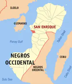 Map of Negros Occidental with San Enrique highlighted