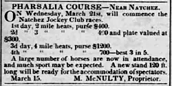 "Pharsalia Course–Near Natchez" (The Semi-Weekly Mississippi Free Trader, March 22, 1838)