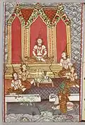 Statue of Phra Malai from the Phra Malai Manuscript of Thailand, c. 1860-1880.
