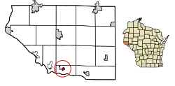 Location of Bay City in Pierce County, Wisconsin.
