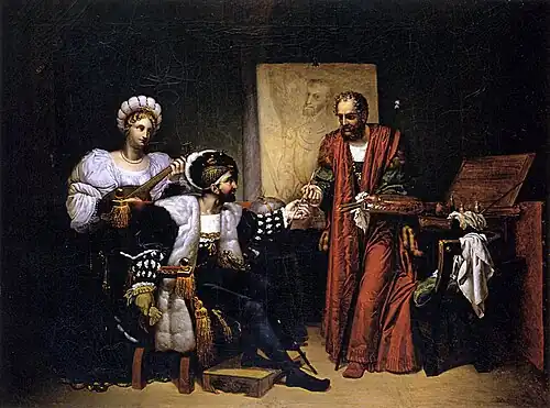 Charles V Picking up Titian's Paintbrush by Pierre-Nolasque Bergeret