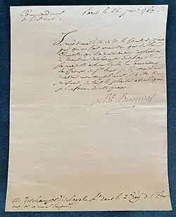 Original document by Pierre Victor, Baron de Besenval, signed and dated, Paris, 26 June 1789 (at the height of his military career)