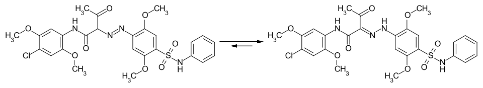 text=Azo-hydrazo tautomerism in C.I. Pigment Yellow 97