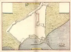 Leonardo de Ferrari's plan of the Portuguese fortifications at Tangier, c.&nbsp;1655.