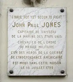Plaque at no. 19 for John Paul Jones