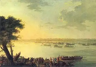 Jan Bogumi Plersz, Catherine II Leaving Kaniów in 1787 (c. 1787), Borys Voznytsky Lviv National Art Gallery