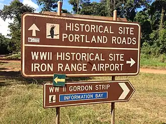 Road sign at the junction of Lockhart River Road and Portland Road, 2014
