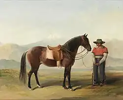 Here, the hatband extends over the brim and the tassels hang from it (1833).