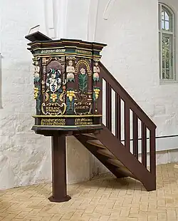 Pulpit in Sønder Nærå Church.