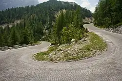 The Russian Road; the switchbacks are paved with setts