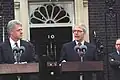 President Bill Clinton and Prime Minister John Major give remarks during a press conference at 10 Downing Street, 1995