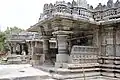 Frontal view of twin temples, Nageshvara (far), Chennakeshava (near) at Mosale