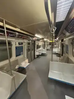 Interior of the prototype R110B train