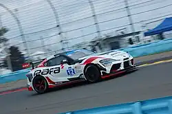 The GR Supra GT4 Evo2 of RAFA Racing Team during the 2025 LP Building Solutions 120 at Watkins Glen International.