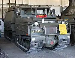 The image shows the Radiobandvagn 203, a communications variant of the Bv 202.