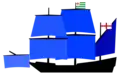 Rear Admirals of the Fleet flagship English Navy (1596) and position of his command flags.