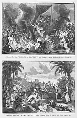 Sati, when a widow joins her dead husband in death - Cérémonies & Coutumes Religieuses de tous les Peuples du Monde, 1723