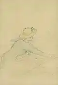 A girl in a rowing boat, pencil, ink and watercolour, Pierre-Auguste Renoir, 1870s