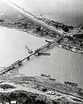 The Duong River Bridge being repaired after the Operation Linebacker in 1972