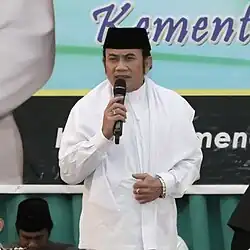 Rhoma Irama, known as "Raja Dangdut" (King of Dangdut) and the pioneer of "spiritual dangdut"