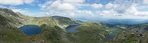 &nbsp;A view of the six lowest (and largest) lakes of the Seven Rila Lakes