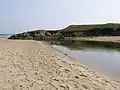 River Ffraw estuary, with round cairn