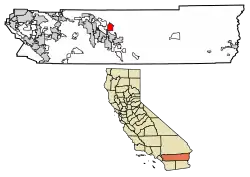 Location of Indio Hills in Riverside County, California.