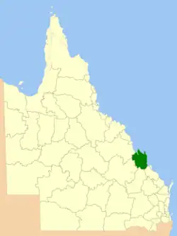 Location in Queensland, 2013, prior to de-amalgamation of Shire of Livingstone