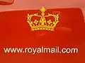 Royal Mail vehicle logo (side door) used in Scotland showing a simplified version of the Crown of Scotland. (A convention adopted after the 1953 Coronation prevents EIIR being used in Scotland)[34]