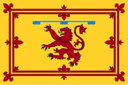 Royal Standard of the Duke of Rothesay, namely the Royal Banner of Scotland differenced with a plain blue label of three-points.