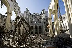 Interior of the cathedral after its collapse