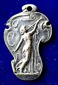 Ruhr Occupation, French Art Medal 1924 by Michel. Obverse: Female r. playing a natural trumpet.