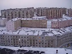 Aerial view of the apartment blocks of Norilsk
