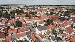 Aerial view of the town center