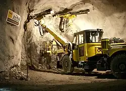 Tunnel drilling machine "Rocket Boomer E2C", model 2009. The rock drilling equipment business belongs to Epiroc.