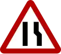Road narrows - on the right