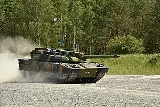 Leclerc main battle tank taking part in the Strong Europe Tank Challenge
