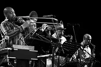 From left to right: Andre Hayward, Dave Douglas, Joe Lovano and Miguel Zenón at the North Sea Jazz Festival of 2007.