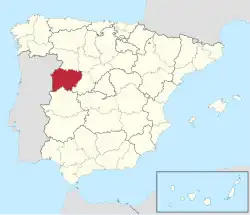 Map of Spain with Salamanca highlighted